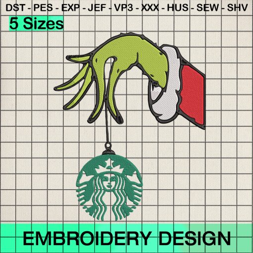 Grinch The Starbucks Merry Christmas Embroidery Design, The Grinch Santa Xmas Embroidery Designs