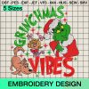 Grinchmas Vibes Holiday Embroidery Design, Merry Christmas Grinch Embroidery Designs