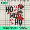 Ho Ho Ho Minnie Mouse Christmas Embroidery Design, Disney Minnie Santa Hat Christmas Machine Embroidery Designs