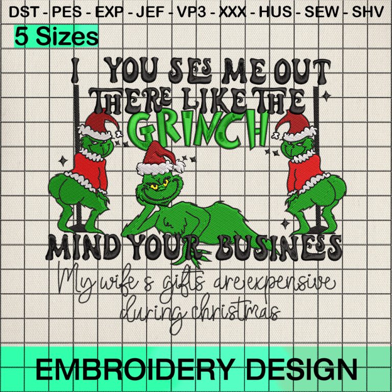 Grinch Hides In The Chimney Embroidery Design, The Grinch Christmas ...