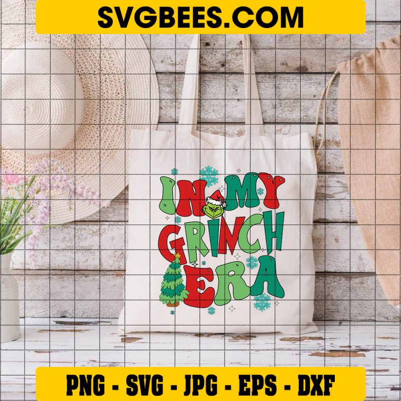 In My Grinch Era SVG PNG, Grinch Face Santa Hat SVG - SVGbees