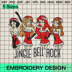 Jingle Bell Rock Embroidery Design, Christmas Disney Princess Embroidery Designs
