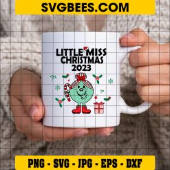 Little Miss Christmas 2023 SVG PNG, Little Miss Holiday Party SVG on Cup