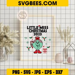 Little Miss Christmas 2023 SVG PNG, Little Miss Holiday Party SVG on Frame