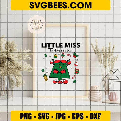 Little Miss Tis The Season SVG PNG, Christmas Little Miss SVG on Frame
