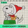 Merry Xmas Snoopy Embroidery Design, Christmas Snoopy Santa Hat Machine Embroidery Designs