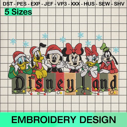 Mickey And Friends Disneyland Embroidery Design, Disneyland Christmas Lights Machine Embroidery Designs