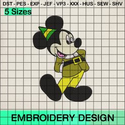 Mickey Elf Christmas Embroidery Design, Disney Mickey Christmas Machine Embroidery Designs