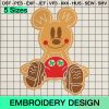 Mickey Mouse Gingerbread Embroidery Design, Disney Mickey Christmas Embroidery Designs