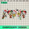 Mickey and Friends Santa Hat Embroidery Design, Family Mickey Christmas Holiday Machine Embroidery Designs