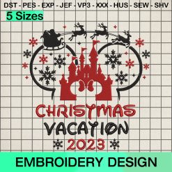 Minnie Mouse Christmas Vacation 2023 Embroidery Design, Disney Mouse Disneyland Machine Embroidery Designs