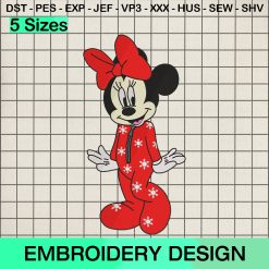 Minnie Mouse Costume Christmas Embroidery Design, Disney Minnie Xmas Machine Embroidery Designs