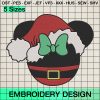 Minnie Mouse Santa Hat Embroidery Design, Christmas Mouse Embroidery Designs