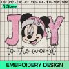 Minnie Pink Joy To The World Embroidery Design, Disney Minnie Christmas Pink Machine Embroidery Designs