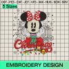 Minnie Santa Hat Christmas Embroidery Design, Minnie Christmas Embroidery Designs