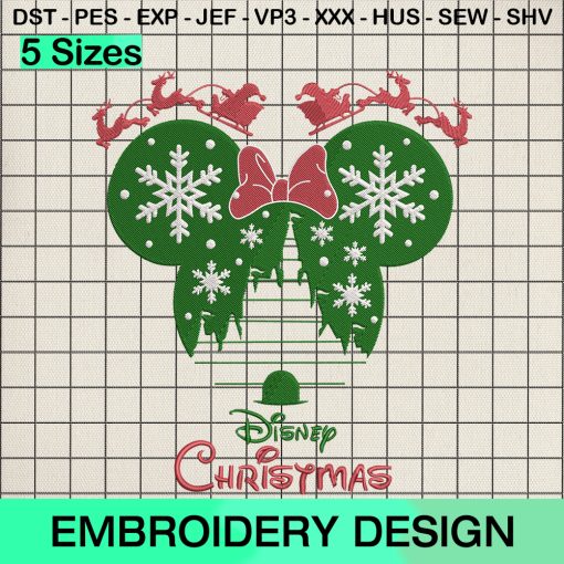 Mouse Minnie Disney Christmas Embroidery Design, Disney Minnie Christmas Machine Embroidery Designs