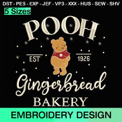 Pooh Gingerbread Bakery Embroidery Design, Christmas Disney Pooh Machine Embroidery Designs