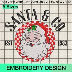 Santa & Co Est 1983 Embroidery Design, Christmas Santa Claus Embroidery Designs