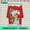Snoopy Merry Christmas Embroidery Design, Snoopy Peanuts Vintage Embroidery Designs