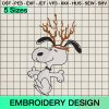Snoopy Raindeer Christmas Embroidery Design, Merry Christmas Embroidery Designs