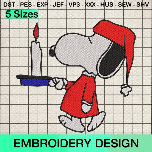Snoopy Santa Hat Embroidery Design, Merry Christmas Machine Embroidery Designs