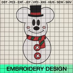 Snowman Mickey Embroidery Design, Disney Mickey Christmas Machine Embroidery Designs
