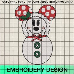 Snowman Minnie Embroidery Design, Disney Minnie Christmas Machine Embroidery Designs