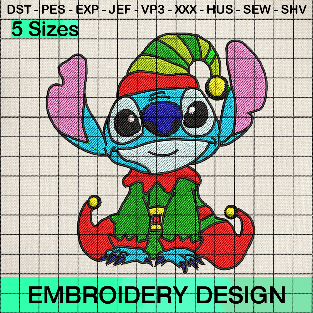 Christmas Stitch Grinch Mode Embroidery Design, Disney Stitch Christmas ...