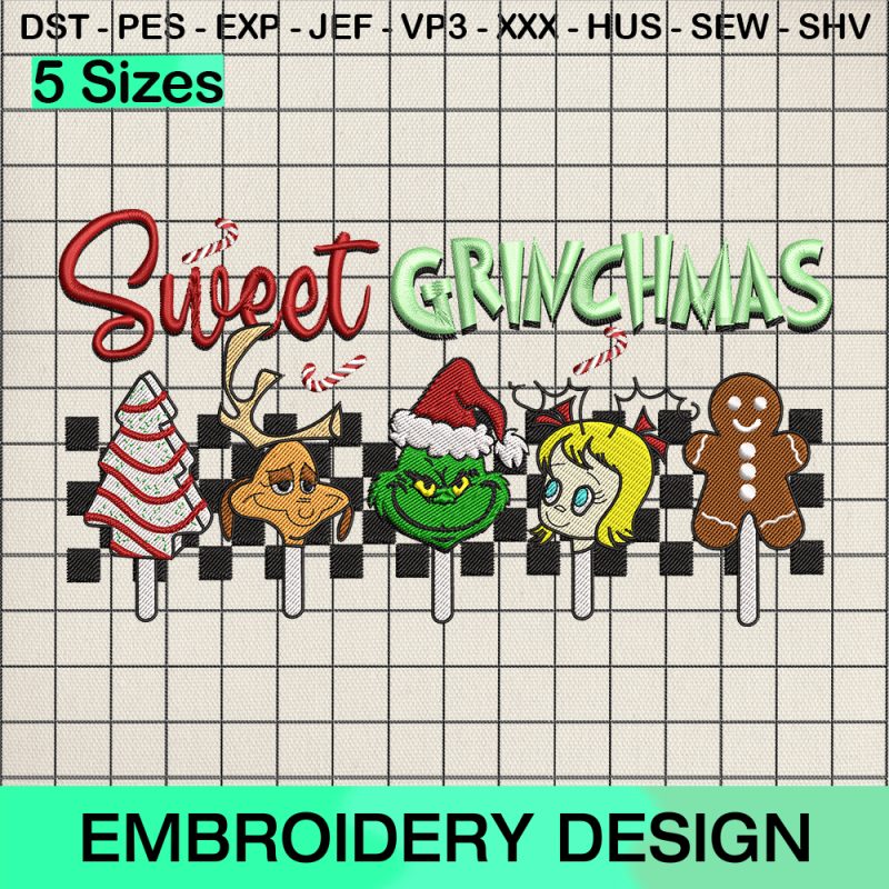 Sweet Grinchmas Embroidery Design, Grinchmas Embroidery Designs