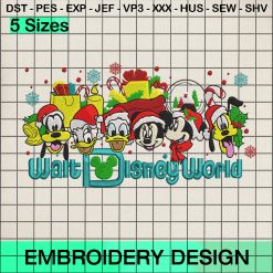 Walt Disney World Christmas Embroidery Design, Mickey And Friends Christmas Embroidery Designs