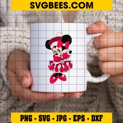 Disney Princess Minnie Mouse SVG PNG, Disney Minnie Lady SVG on Cup