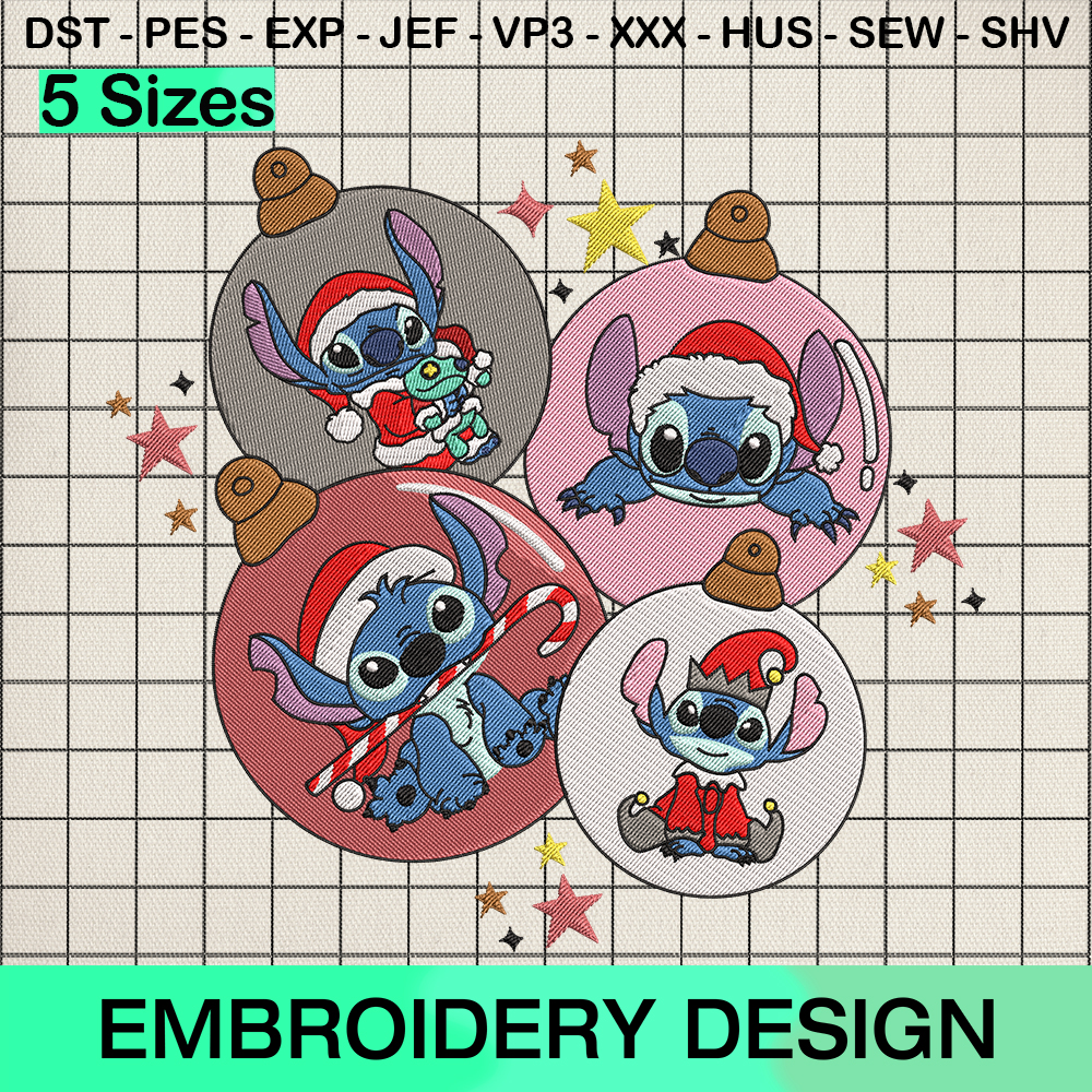 Disney Stitch Ornament Ball Embroidery Design - SVGbees
