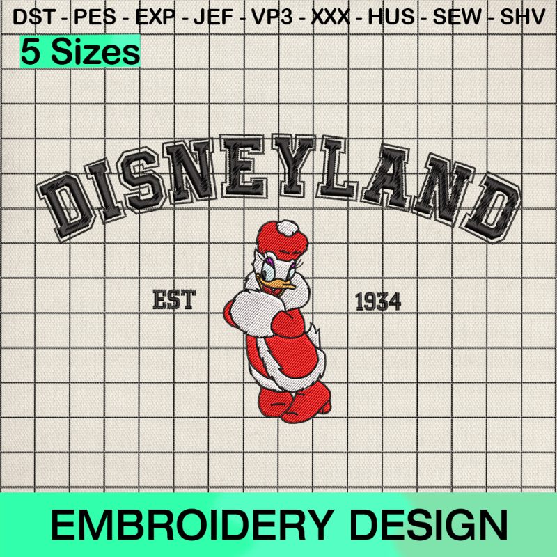 Disneyland Daisy Duck Embroidery Design, Disney Daisy Christmas Machine Embroidery Designs
