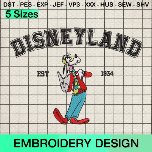 Disneyland Goofy Dog Embroidery Design, Disney Goofy Christmas Machine Embroidery Designs