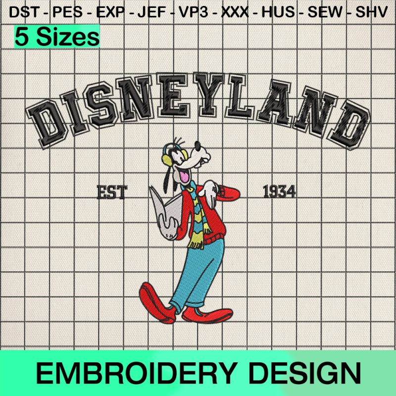 Disneyland Goofy Dog Embroidery Design, Disney Goofy Christmas Machine Embroidery Designs