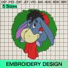 Eeyore Christmas Wreath Embroidery Design, Christmas Winnie The Pooh Machine Embroidery Designs