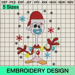 Forky Toy Story Christmas Lights Embroidery Design, Christmas Disney Forky Machine Embroidery Designs