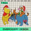 Friends Disney Pooh Christmas Party Embroidery Design, Christmas Winnie the Pooh Machine Embroidery Designs