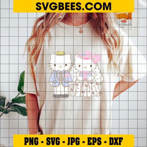 Hello Kitty Groom and Hello Kitty Bride SVG PNG, Happy Wedding Hello Kitty SVG on Shirt