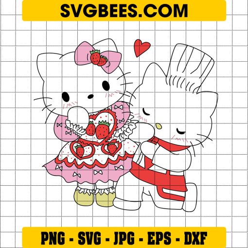 Hello Kitty Strawberry Valentine SVG PNG, Hello Kitty Love SVG