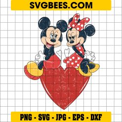 Mickey Heart Minnie Valentine SVG PNG, Valentine Love SVG