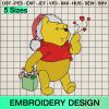 Pooh Candy Love Christmas Embroidery Design, Christmas Disney Pooh Machine Embroidery Designs