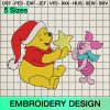 Pooh Piglet Star Christmas Embroidery Design, Christmas Winnie the Pooh Machine Embroidery Designs