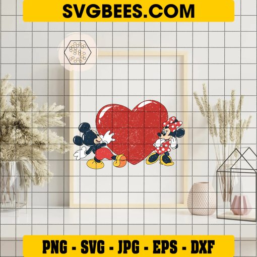 Retro Mickey Minnie Love SVG PNG, Disney Valentine Day SVG on Frame
