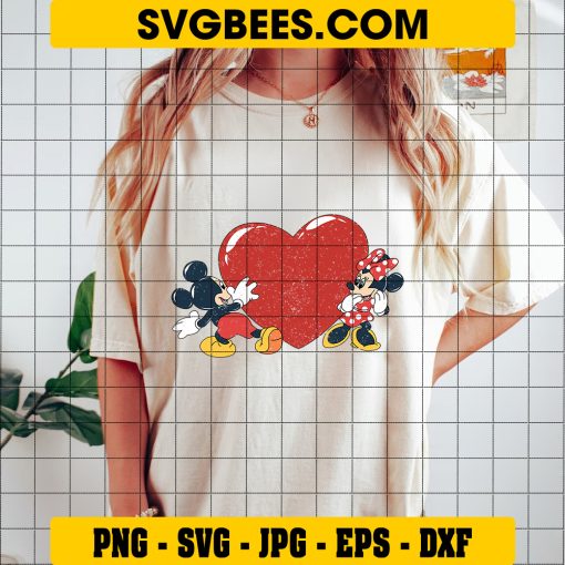 Retro Mickey Minnie Love SVG PNG, Disney Valentine Day SVG on Shirt