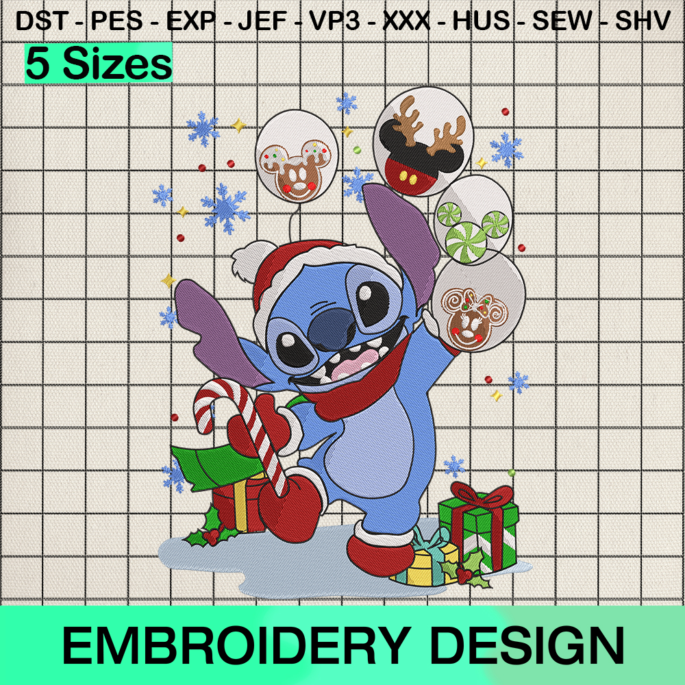 Stitch Candy Ball Mouse Christmas Embroidery Design - SVGbees