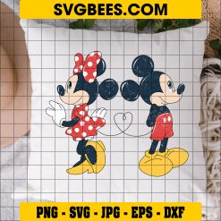 Valentine Mickey Minnie Mouse SVG PNG, Disney Valentine Day SVG on Pillow