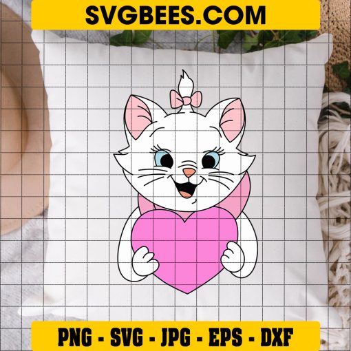 Baby Aristocats Heart SVG PNG, Valentine The Aristocats SVG on Pillow