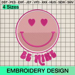 Be Mine Valentine Embroidery Design, Smiley Face Valentine's Day Machine Embroidery Designs