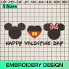 Disney Happy Valentine Day Embroidery Design, Mouse Heart Valentines Machine Embroidery Designs
